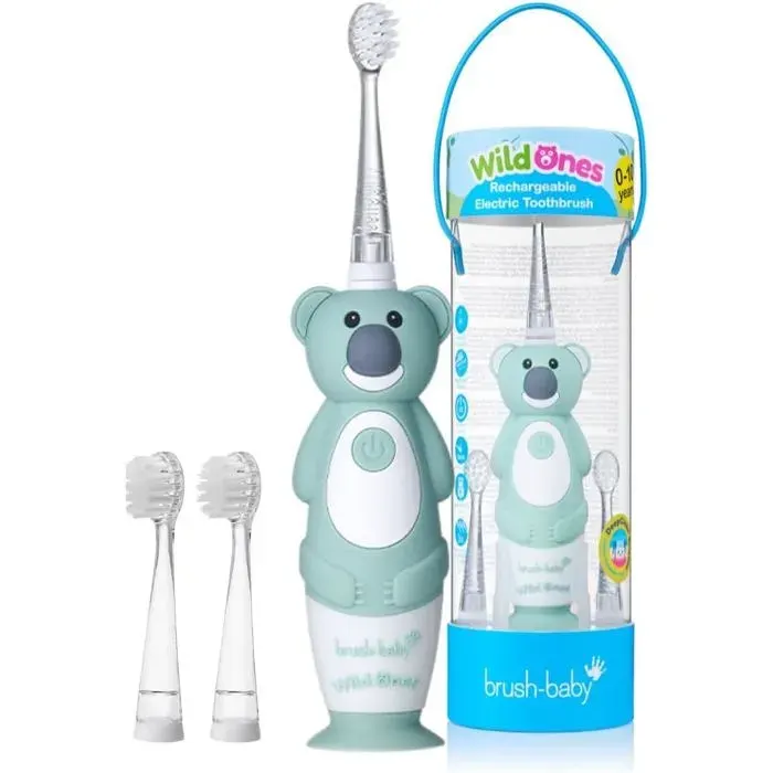 Brush-Baby WildOnes Koala — Brosse à dents électrique rechargeable pour enfants 1 poignée 3 têtes USB