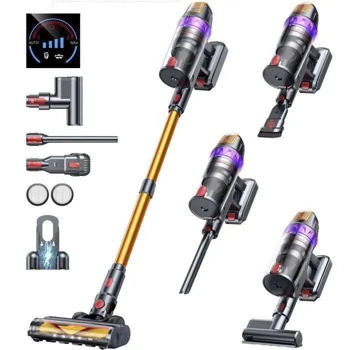 BUTURE VC90 Aspirateur Balai sans Fil – 65 kPa/600W/60 min – SmartSpeed– Charge rapide –Batterie amovible- Idéal sols durs & tapis