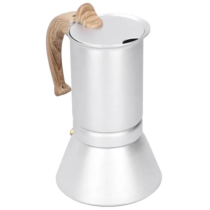 Cafetière 300ml Machine à Moka de Cuisinière Grande Capacité Manche en Bois pour Cuisine Maison