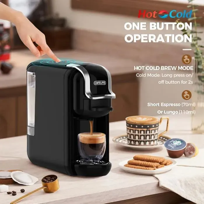 Cafetière 4 EN 1 - MIOLOE - Noir - 1450W - 19 Bars - Réservoir 600ml