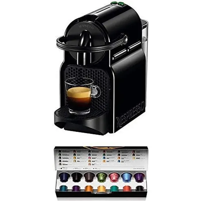 Cafetière à Capsules Nespresso Delonghi Inissia - Noir - Température variable - Consommation 1400W - Minuterie