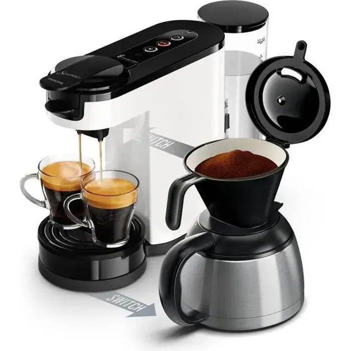 Cafetière à dosette - PHILIPS - SENSEO - HD6592/05 - Switch 2-en-1 dosette & filtre - Blanc