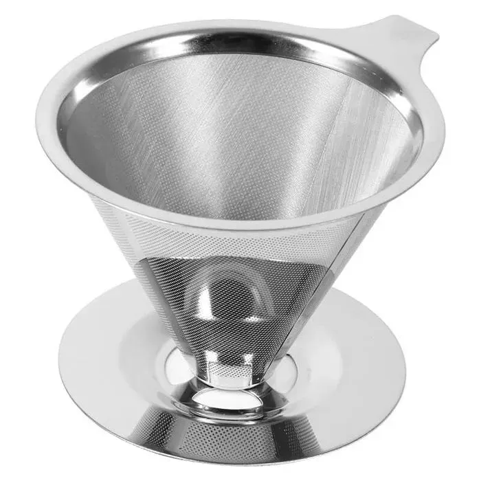 Cafetière à filtre en acier inoxydable à double couche avec filtre adaptée à la randonnée en plein air aux voyages et à la randon