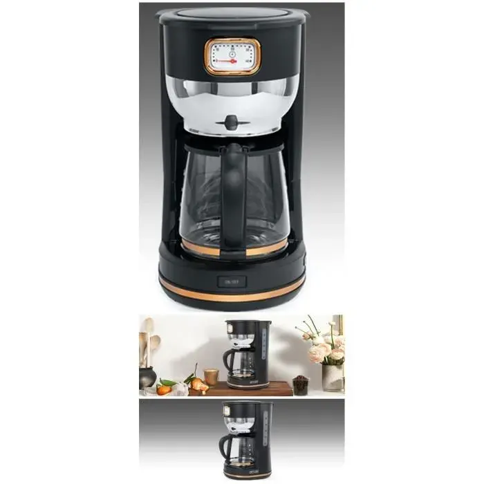Cafetière à filtre - Muse - Vintage - 1.4 L - 10 à 12 tasses - Sans fil noir doré