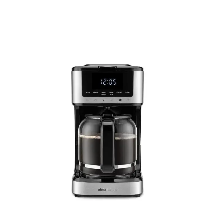 Cafetière à filtre programmable - Ufesa - 900W - 14 Tasses - 18L - Écran tactile - Acier inoxydable