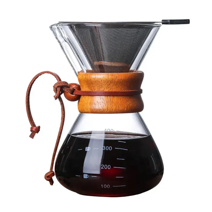 Cafetière à verser - OKUMGGYJ - 400 ml - Verre borosilicaté - Filtre à double couche