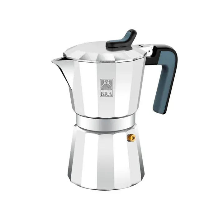 Cafetière - BRA - Deluxe2 - Aluminium 9 tasses - Moka (cafetière à pression) - Compatible gaz/vitrocéramique/électrique