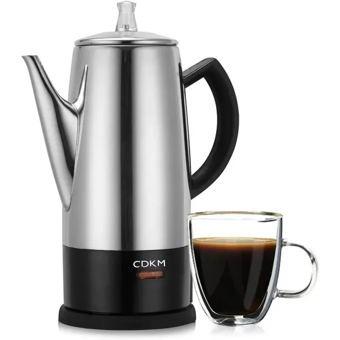 Cafetière Classique Percolateur À Café 12 Tasses Cafetière En Acier Inoxydable Avec Fonction Maintien Au Chaud Grande Cap[CA460]