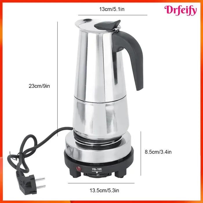 Cafetière électrique - AKOZON - Moka 450 ml - Acier inoxydable - Bague silicone étanche - Gaz & induction