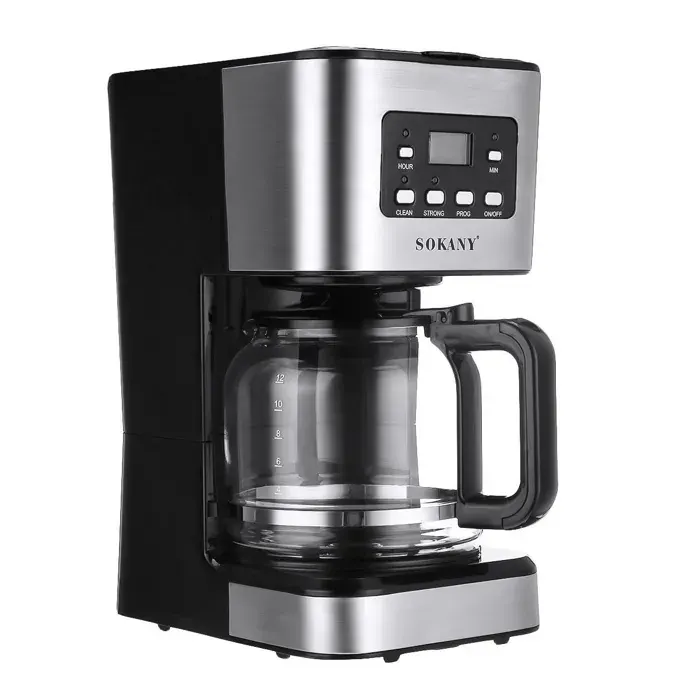 Cafetière Électrique Filtre en Acier Inoxydable 950 W Cafetière Programmable 24 h 12 Tasses Écran LCD Fonction Maintien au Chaud