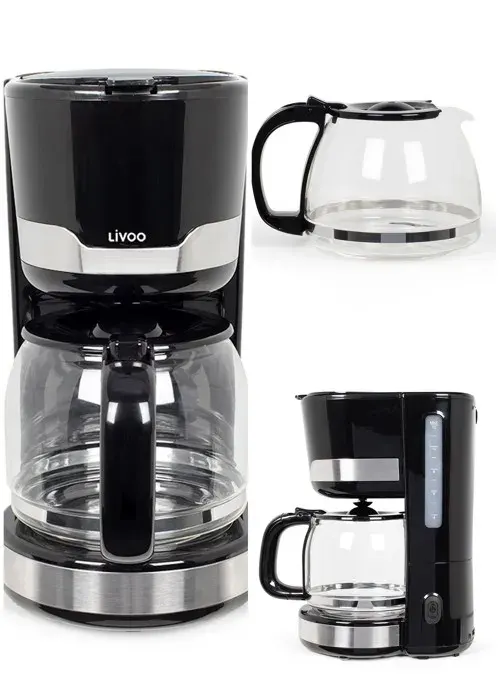 Cafetière Électrique - Haute Qualité - 1000W - 15 Tasses - Inox Noir - Système Anti Gouttes