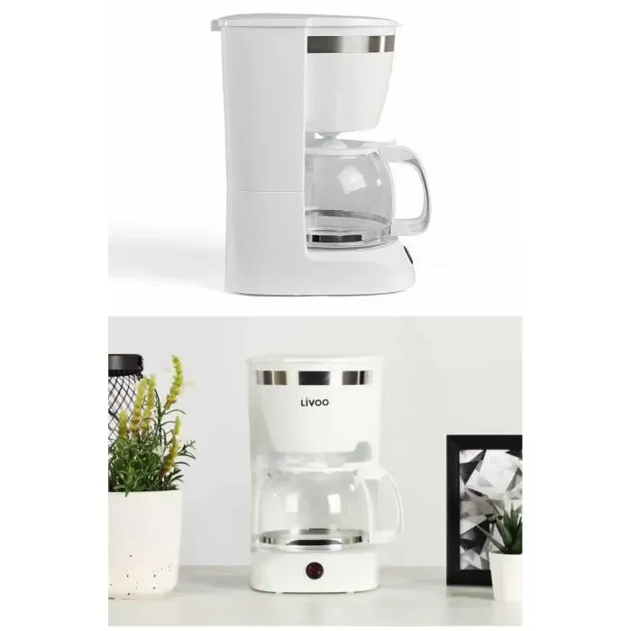 Cafetière Électrique - Haute Qualité - 800W - 10-12 Tasses - Blanche - Arrêt Automatique