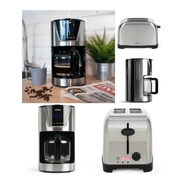 Cafetière électrique - INOX - 15L - Programmable - 12 tasses - 900W