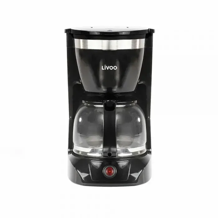 Cafetière électrique LIVOO DOD163N - finition Noir capacité de 1.25L / 12 tasses Verseuse en verre avec système anti-gouttes