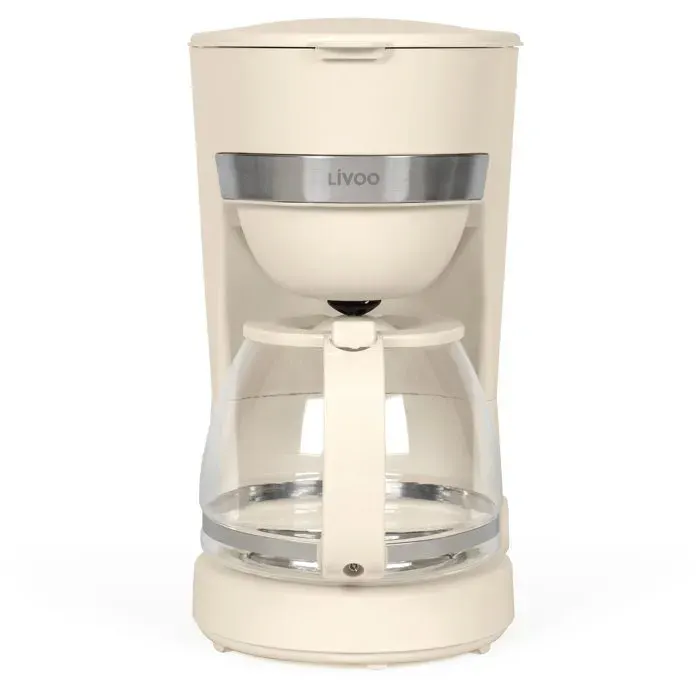 Cafetière électrique - LIVOO - DOD200C - 750 W - 125 L - 10 à 12 tasses - Blanc cassé