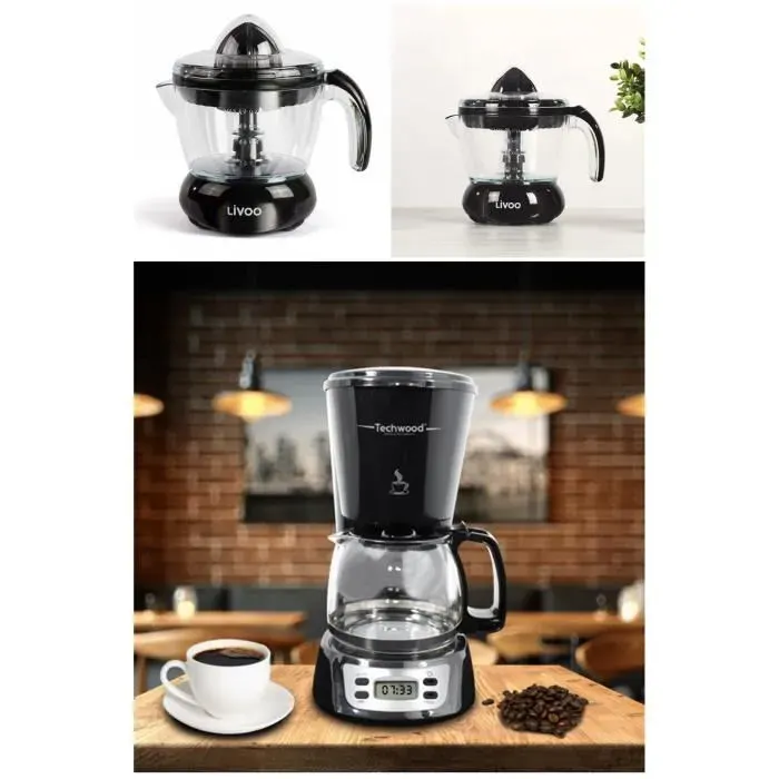 Cafetière électrique - NOIRE - 6 TASSES - 650W - Programmable - Fonction Maintien au chaud