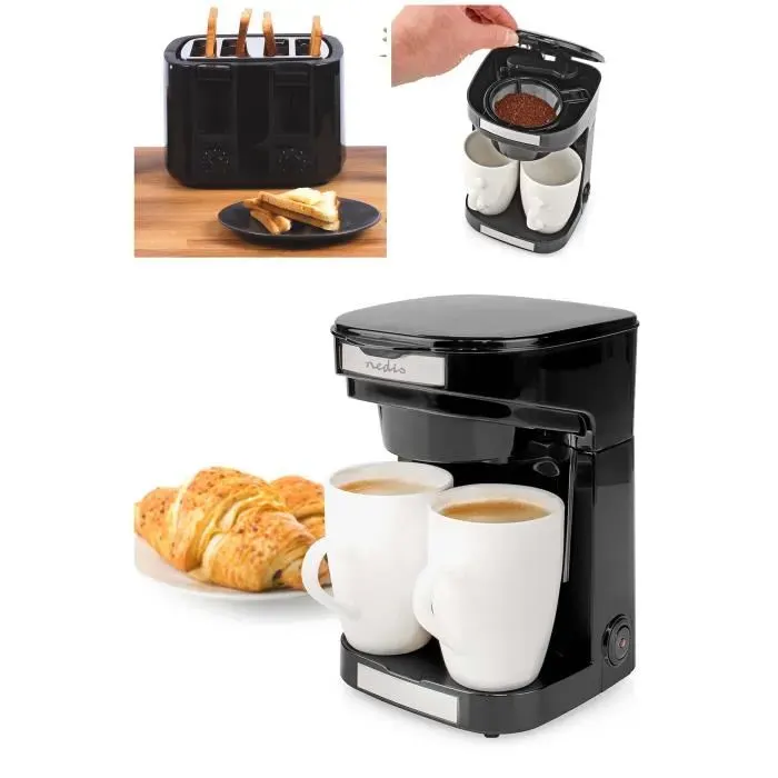 Cafetière électrique - Non spécifié - Duo 2 tasses - 450W - Filtre permanent - Noir