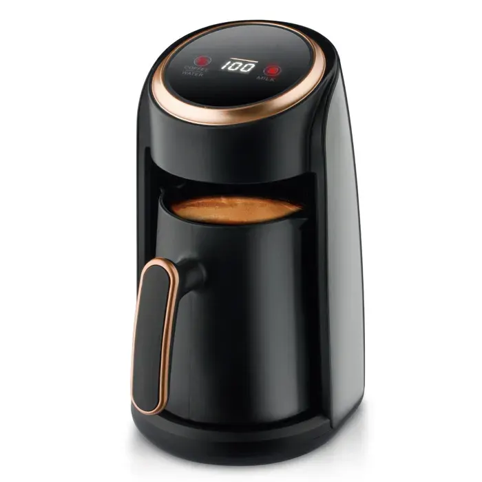 Cafetière Électrique Turque 300ml 600W Machine à Café Automatique Anti-Débordement Pot Portable pour Café Lait et Eau Noir Doré