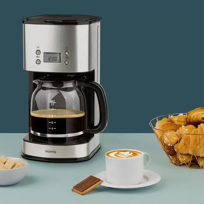 cafetière en inox programmable à lavance depuis son écran LCD