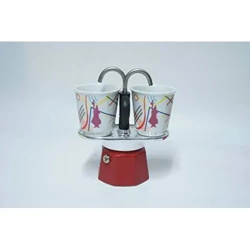 Cafetière Espresso - BIALETTI - MINI EXPRESS KIT KANDINSKY - Rouge - Réservoir amovible - Filtre remplaçable