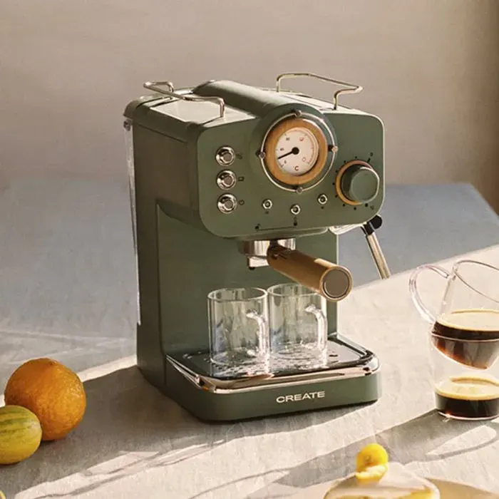 Cafetière expresso - Create - THERA RETRO - 15 bars - 1100W - Réservoir 125L