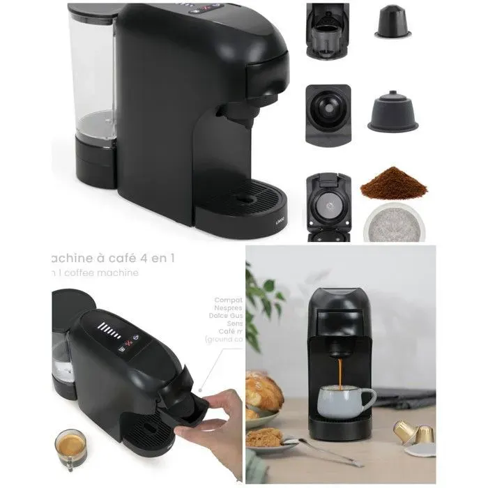 Cafetière Expresso MULTI-CAPSULES - LIVOO - 4 en 1 - 20 Bars - 1400W - Compatible Nespresso/Dolce Gusto