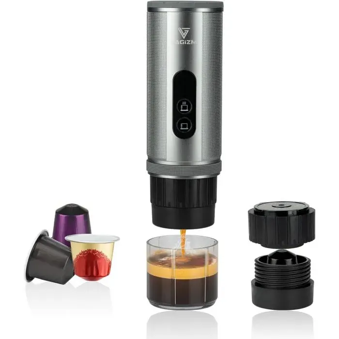 Cafetière Expresso Portable 12V 15000mAh Chauffe Rapide Compatible Capsules NS Pour Camping Et Voiture