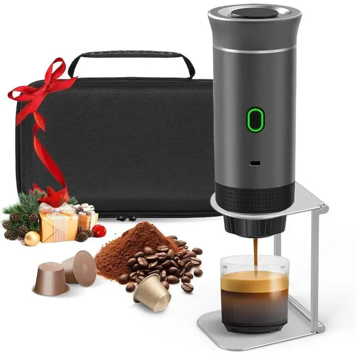 Cafetière Expresso Portable 3 En 1 Rechargeable 7500mAh Avec Sac Capsules Et Café Moulu Pour Voyage