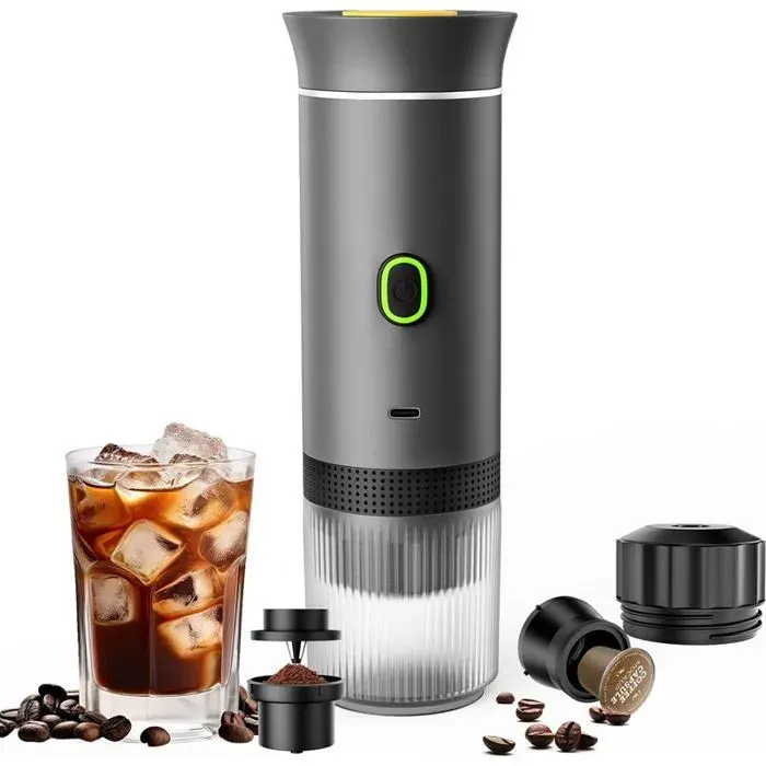 Cafetière expresso portable 3 en 1 USB-C - café moulu & capsules NS/DG - camping voyage bureau