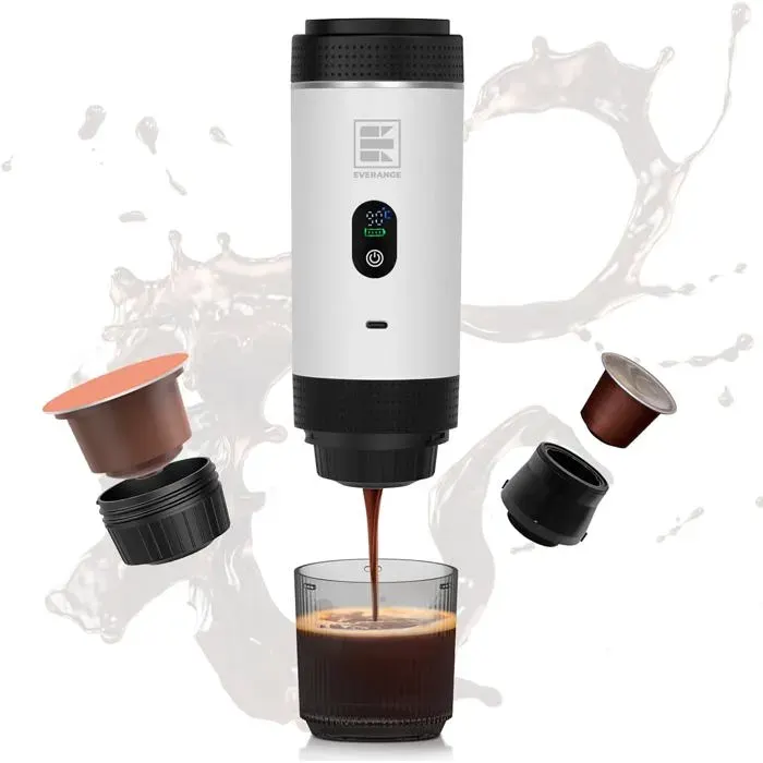 Cafetière Expresso Portable LCD Compatible Café Moulu Et Capsules NS Pour Voyage Camping Et Bureau