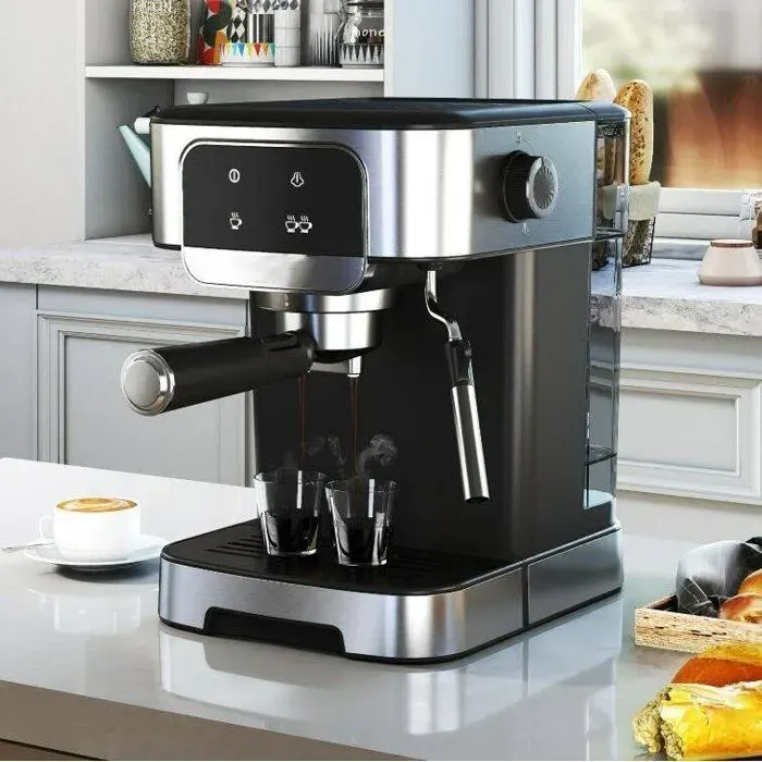 Cafetière Expresso - RELAX4LIFE - Mousseur à Lait Vapeur - Réservoir dEau Amovible de 18 L et Tasseur - Machine à Café 1200W