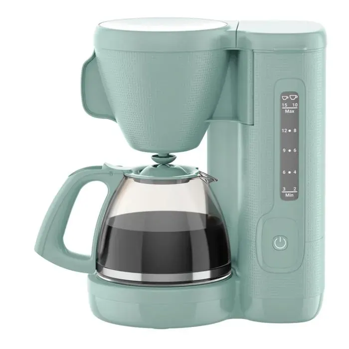 Cafetière filtre 10 à 15 tasses 1.25 L Porte-filtre pivotant Système anti-gouttes Maintien au chaud Morning Eucalyptus