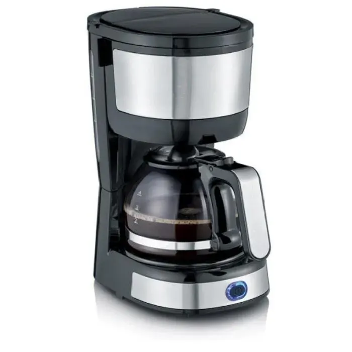 Cafetière filtre 750W Jusquà 4 tasses filtre permanent lavable porte filtre amovible Plaque chauffante Inox/Noir