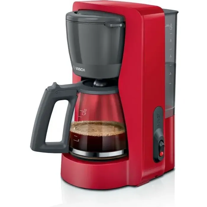 Cafetière Filtre - BOSCH - TKA2M114 MyMoment - Rouge - Capacité 125L - verseuse verre - système anti-gouttes