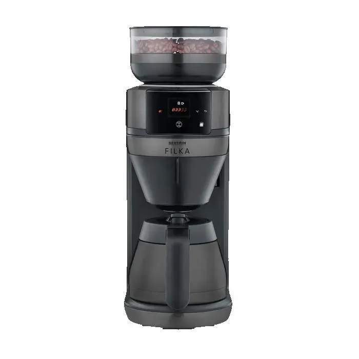 Cafetière filtre isotherme automatique avec broyeur FILKA 2.0 - SEVERIN - KA4855 - 1520W 5en1 8 tasses écran tactile Dark Inox