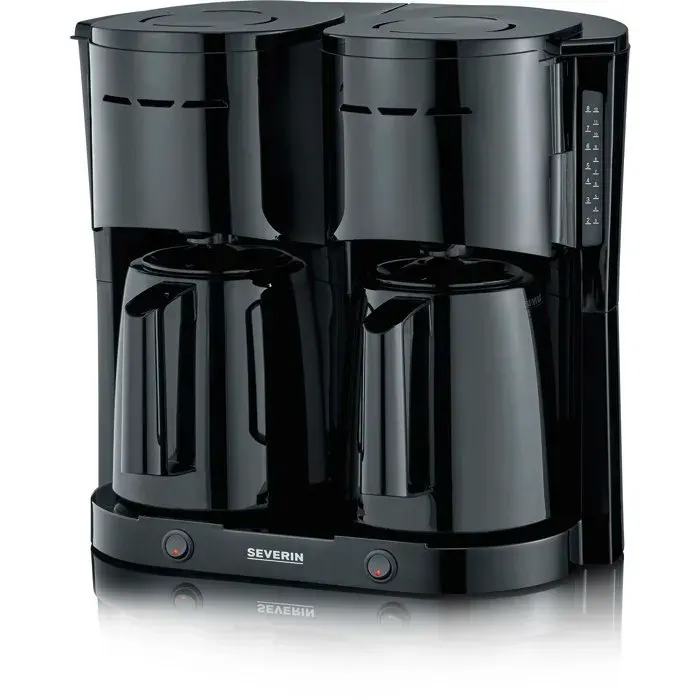 Cafetière Filtre Isotherme Duo - SEVERIN - KA9315 - Jusquà 2L soit 16 tasses - 2 verseuses isothermes - 2 filtres pivotants - Noir