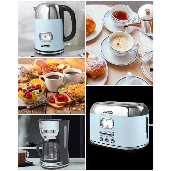 Cafetière filtre - MUSE - Vintage - 14 L - 1000 W - Design rétro bleu