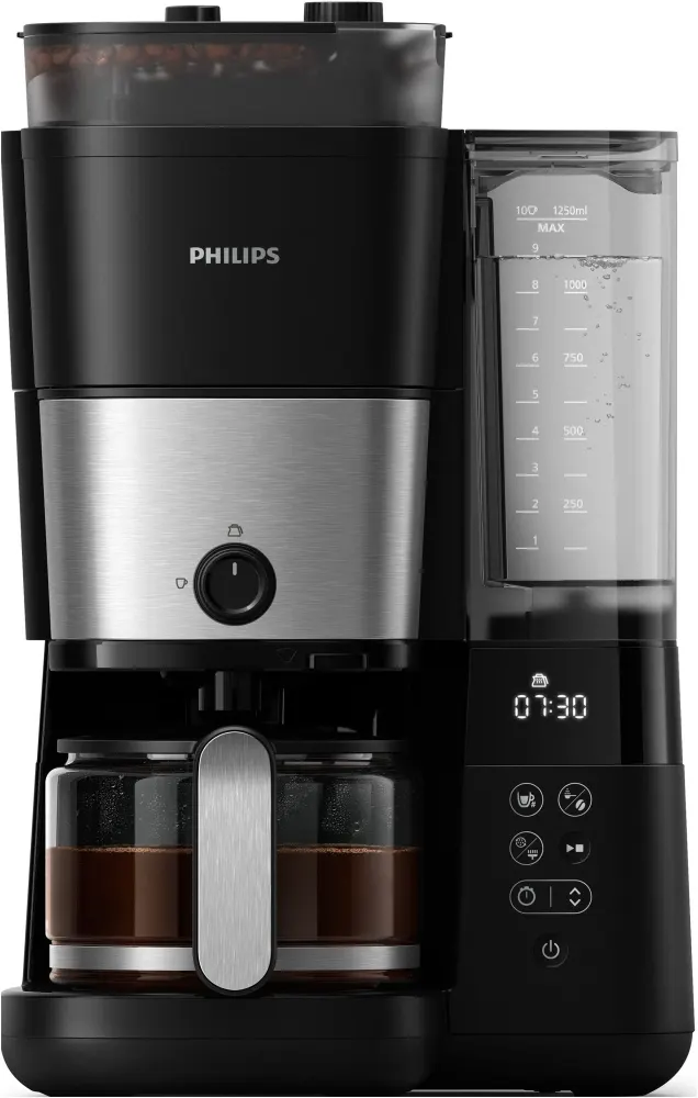 Cafetière filtre - PHILIPS - HD7888/01 - Grind & Brew avec broyeur - 1.25L - Métal