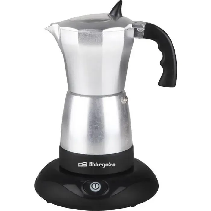 Cafetière moka électrique ORBEGOZO KFE 660 - 3 tasses - Café en grains - Noir Acier inoxydable