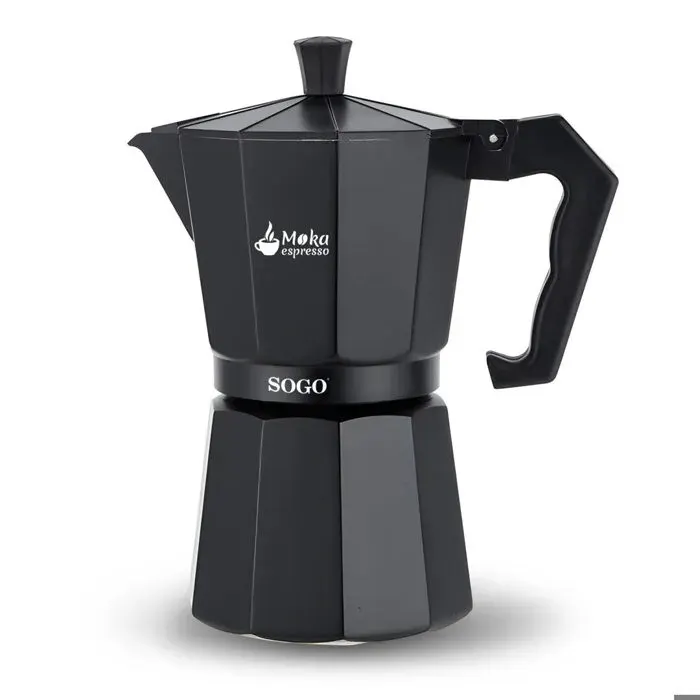 Cafetière Moka en aluminium 12 tasses pour utilisation sur cuisinière à gaz électrique ou à induction