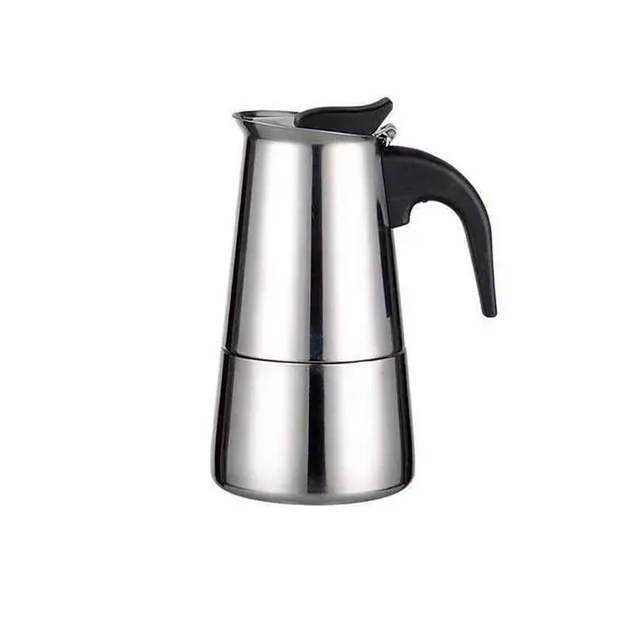 Cafetière Moka Italienne 2 Tasses 100ml - Cafetière Inox Compatible Gaz et Électrique - Passe au Lave-Vaisselle - Idéale Maison/Bure
