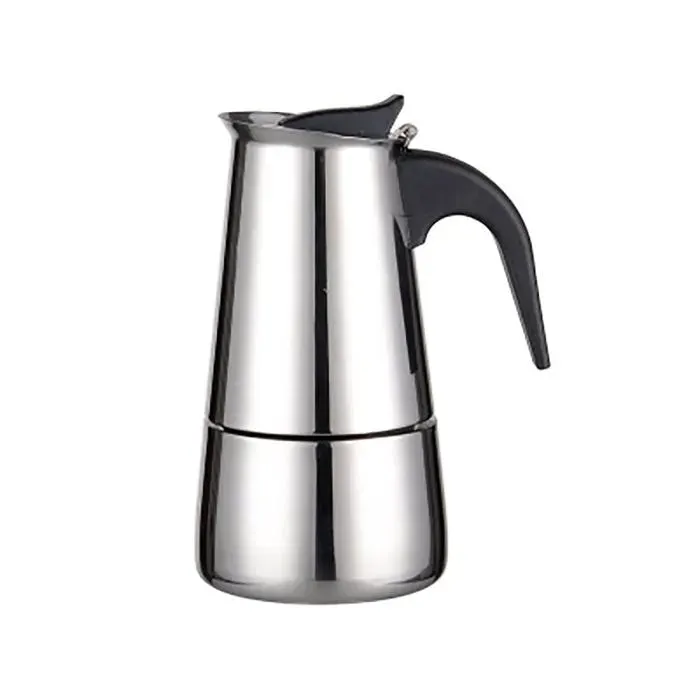Cafetière Moka Italienne 4 Tasses 200ml - Cafetière Inox Compatible Gaz et Électrique - Passe au Lave-Vaisselle - Idéale Maison/Bure