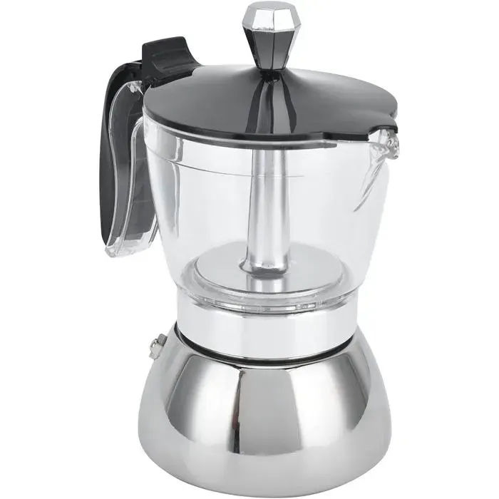 Cafetière Moka Italienne 4 Tasses en Acier Inoxydable Compatible Induction Gaz Électrique Maison Camping
