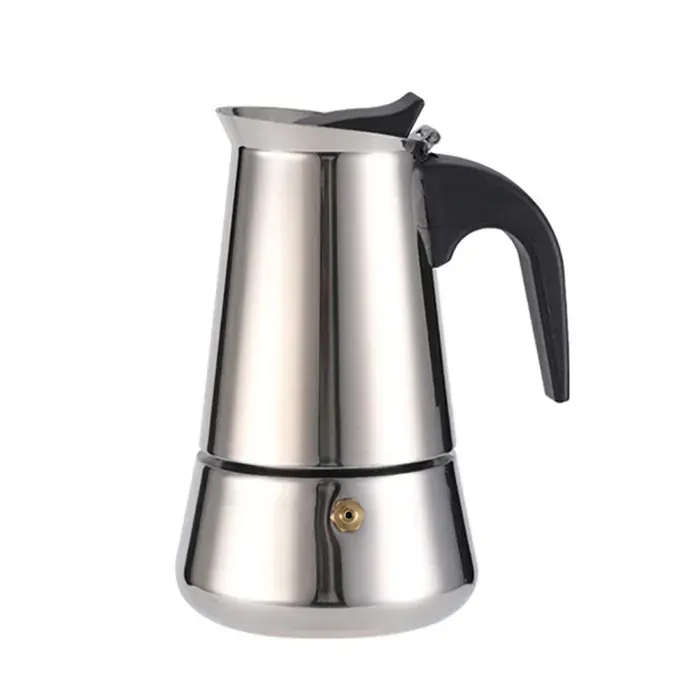 Cafetière Moka Italienne Inox 6 Tasses Compatible Induction - Design Ergo Anti-brûlure - Toutes Sources de Chaleur - 300 ml 1 PC