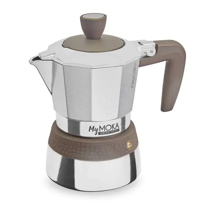 Cafetière Moka - PEDRINI - MYMOKA INDUCTION - 3 Tasses - Compatible Induction - Valve de sécurité