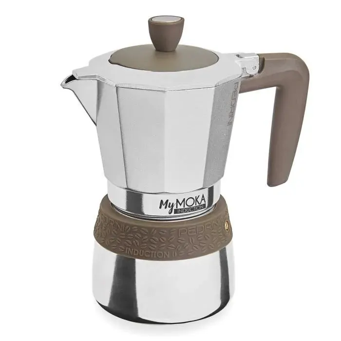 Cafetière Moka - PEDRINI - MYMOKA INDUCTION - 6 Tasses - Compatible Induction - Valve de sécurité