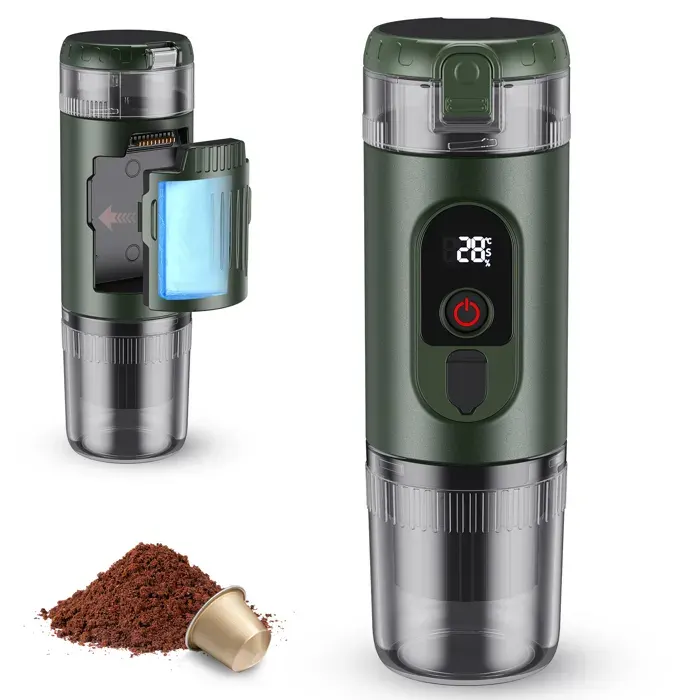 Cafetière portable 2 en 1 extraction à chaud/froid pour capsules Nespresso et café mouluportable pour le bureaules voyages