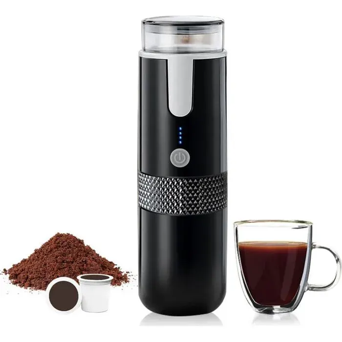 Cafetière portable à capsules K et café moulu – Matériau PP et acier inoxydable – Légère et rechargeable – Haute pression pour caf