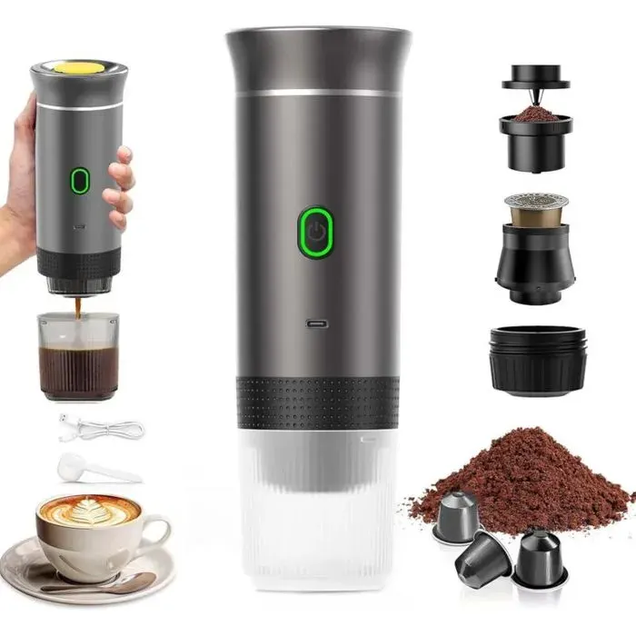Cafetière portable de voyage - OKZ® - Chauffage rapide 4-6 min - Fonctionnement 12V - Batterie 7500 mAh
