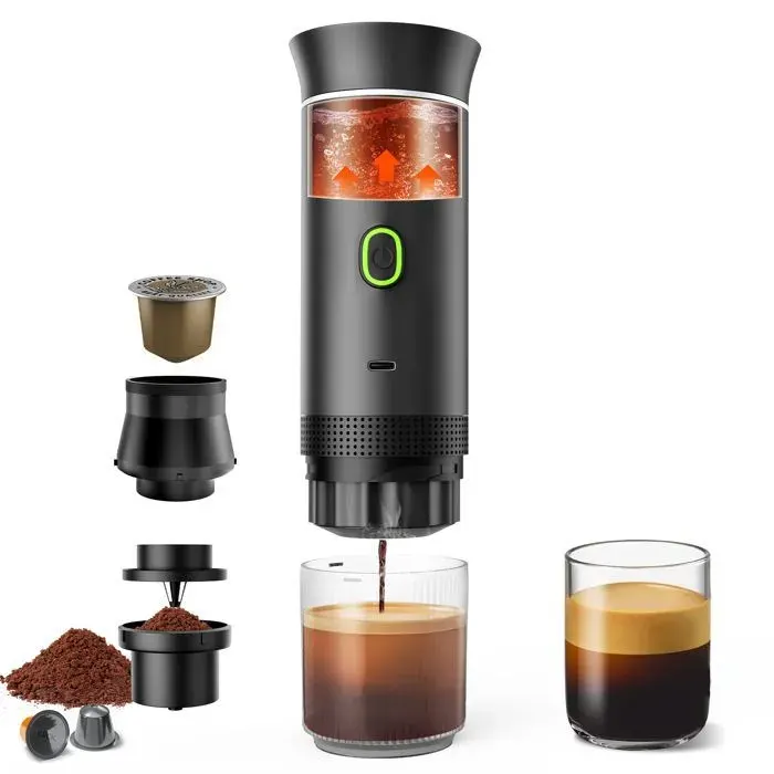 Cafetière portable expresso - keeper - Compatible capsules et café moulu - 70ml réservoir deau - 75W - 150ml capacité